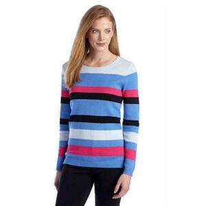 Jones New York Tight Waffle‎ Knit Sweater Size M Striped Gilmore Girls Y2K